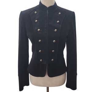 Isabella DeMarco Black Velvet Military Jacket Womens Size 4 Button Front Blazer